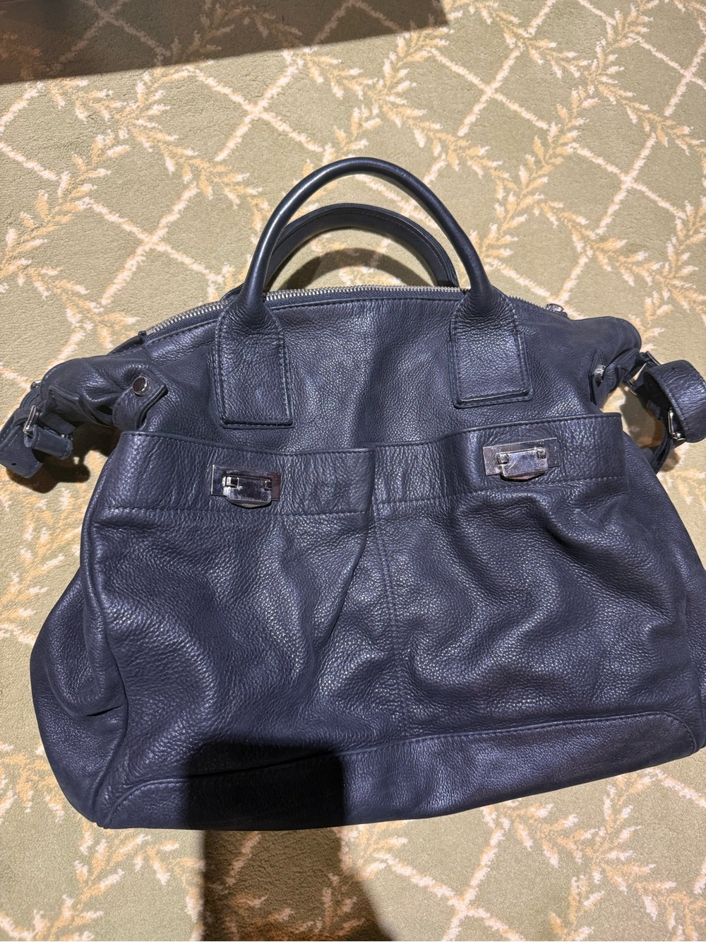 Tylie Malibu Classic Large Black Leather Satchel
